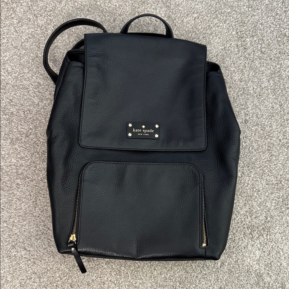 Kate Spade Black Pebbled Leather Backpack